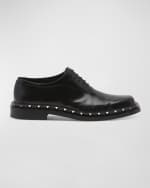 Image 1 of 2: Valentino Garavani Men's Rockstud Leather Derby Shoes