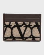 Image 1 of 3: Valentino Garavani Men's Toile Iconographe Card Holder