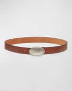 Image 1 of 3: Ferragamo Men's Oval Buckle Leather Belt