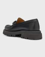 Image 2 of 5: Ferragamo Men's Florian Chunky Leather Gancini Bit Loafers
