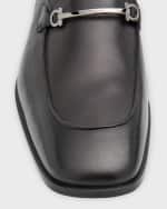 Image 4 of 6: Ferragamo Men's Fedro Gancini Leather Loafers