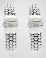 Image 3 of 4: LAGOS White Caviar Diamond and Ceramic Hoop Earrings