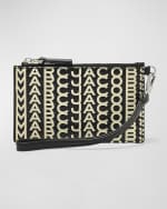 Image 1 of 3: Marc Jacobs The Monogram Leather Top Zip Wristlet
