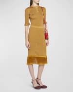 Image 2 of 5: Bottega Veneta Metallic Fringe-Hem Pencil Skirt