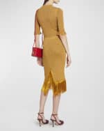 Image 3 of 5: Bottega Veneta Metallic Fringe-Hem Pencil Skirt