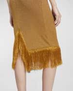 Image 5 of 5: Bottega Veneta Metallic Fringe-Hem Pencil Skirt