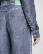 Image 5 of 5: Bottega Veneta Trompe L'Oeil Denim-Print Straight-Leg Trousers