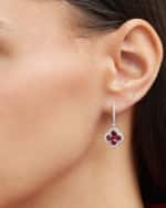 Image 2 of 5: Neiman Marcus Diamonds 18K Ruby and Diamond Flower Hoop Drop Earrings, 0.83tcw