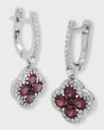 Image 4 of 5: Neiman Marcus Diamonds 18K Ruby and Diamond Flower Hoop Drop Earrings, 0.83tcw