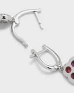 Image 3 of 5: Neiman Marcus Diamonds 18K Ruby and Diamond Flower Hoop Drop Earrings, 0.83tcw