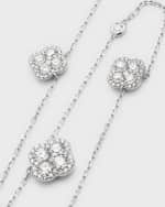 Image 4 of 5: Neiman Marcus Diamonds 18K White Gold Diamond Flower Station Necklace, 18"L, 3.00tcw