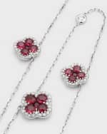 Image 4 of 5: Neiman Marcus Diamonds 18K Ruby Flower and Diamond Station Necklace, 18"L, 2.55tcw