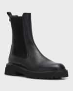 Image 4 of 5: Ferragamo Oderico Leather Chelsea Moto Booties