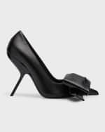 Image 1 of 5: Ferragamo Erica Leather Bow Stiletto Pumps