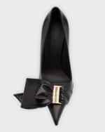 Image 5 of 5: Ferragamo Erica Leather Bow Stiletto Pumps