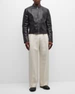Image 2 of 6: Ferragamo Men's Leather Moto Jacket