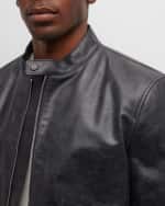Image 4 of 6: Ferragamo Men's Leather Moto Jacket