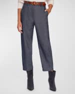 Image 1 of 3: Brochu Walker Talia Cropped Straight-Leg Cotton-Linen Pants
