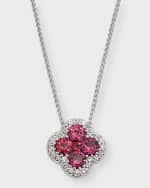 Image 1 of 5: Neiman Marcus Diamonds 18k White Gold Diamond and Ruby Pendant Necklace, 18"L, 0.80tcw