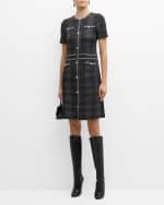 Image 2 of 6: Misook Plaid Tweed-Knit Button-Front Midi Dress