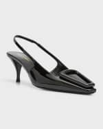 Image 5 of 6: Saint Laurent Tom Patent Buckle Slingback Pumps