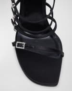 Image 4 of 6: Saint Laurent Free Crystal YSL Strappy Stiletto Sandals