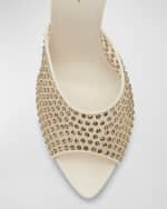Image 3 of 5: Saint Laurent Gippy Crystal Mesh Stiletto Mules