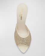 Image 5 of 5: Saint Laurent Gippy Crystal Mesh Stiletto Mules