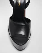 Image 3 of 5: Saint Laurent Jodie Leather Ankle-Strap Platform Sandals