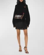 Image 2 of 5: Burberry Note Check Canvas Top-Handle Bag