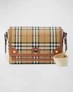 Image 1 of 6: Burberry Note Check Flap Crossbody Bag