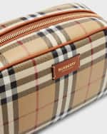 Image 3 of 3: Burberry Check Zip Cosmetic Pouch Bag