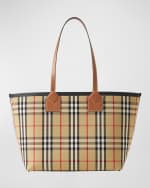 Image 1 of 3: Burberry Heritage Small Check Canvas Tote Bag