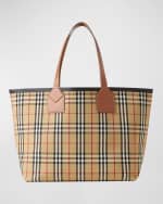 Image 3 of 3: Burberry Heritage Large Check Canvas Tote Bag