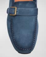 Image 4 of 6: Santoni Men's Hamel Suede Driver Loafers