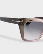 Image 3 of 5: TOM FORD Winona Transparent Two-Tone Acetate Cat-Eye Sunglasses