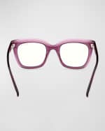 Image 5 of 5: TOM FORD Violet Blue Blocking Square Acetate Glasses