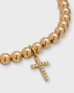 Image 4 of 5: Sydney Evan 14k Gold Beaded Bracelet with Diamond Cross Charm