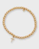 Image 1 of 5: Sydney Evan 14k Gold Beaded Bracelet with Diamond Cross Charm