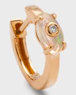 Image 4 of 5: Sydney Evan 14k Gold Carved Stone Diamond Huggie Earrings