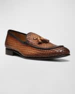 Image 2 of 5: Donald Pliner Men's Spirro Woven Leather Tassel Loafers
