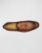 Image 5 of 5: Donald Pliner Men's Spirro Woven Leather Tassel Loafers