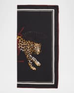 Image 1 of 2: Saint Laurent Leopard Cashmere-Blend Square Scarf