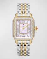 Image 1 of 4: MICHELE Deco Madison Two-Tone Lilac Dial Watch with Diamonds