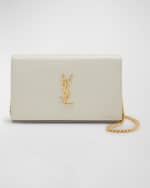 Image 1 of 6: Saint Laurent Kate Medium YSL Wallet on Chain in Croc Embossed Leather