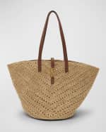 Image 1 of 6: Saint Laurent Panier Medium YSL Tote Bag in Raffia