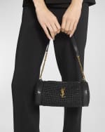Image 3 of 6: Saint Laurent Cassandre Small YSL Tube Shoulder Bag in Raffia