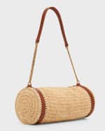 Image 4 of 6: Saint Laurent Cassandre Small YSL Tube Shoulder Bag in Raffia