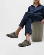 Image 2 of 6: Brunello Cucinelli Shearling Buckle Slipper Mules