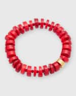 Image 1 of 5: NEST Jewelry Faceted Red Coral Stretch Bracelet